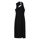Yipinpay New Open Design Crepe Asymmetrical Medium Length Dress 2452536