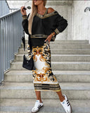 Yipinpay Independent Station Wish2024 Autumn And Winter New Fashionable Bat Sleeve Long Skirt With Hip Suit Skirt Woman