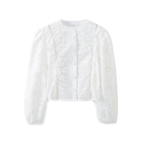 Yipinpay Spring New Women's Fashion Leisure Hollow Embroidered Shirt 8741047