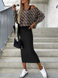 Yipinpay Independent Station Wish2024 Autumn And Winter New Fashionable Bat Sleeve Long Skirt With Hip Suit Skirt Woman