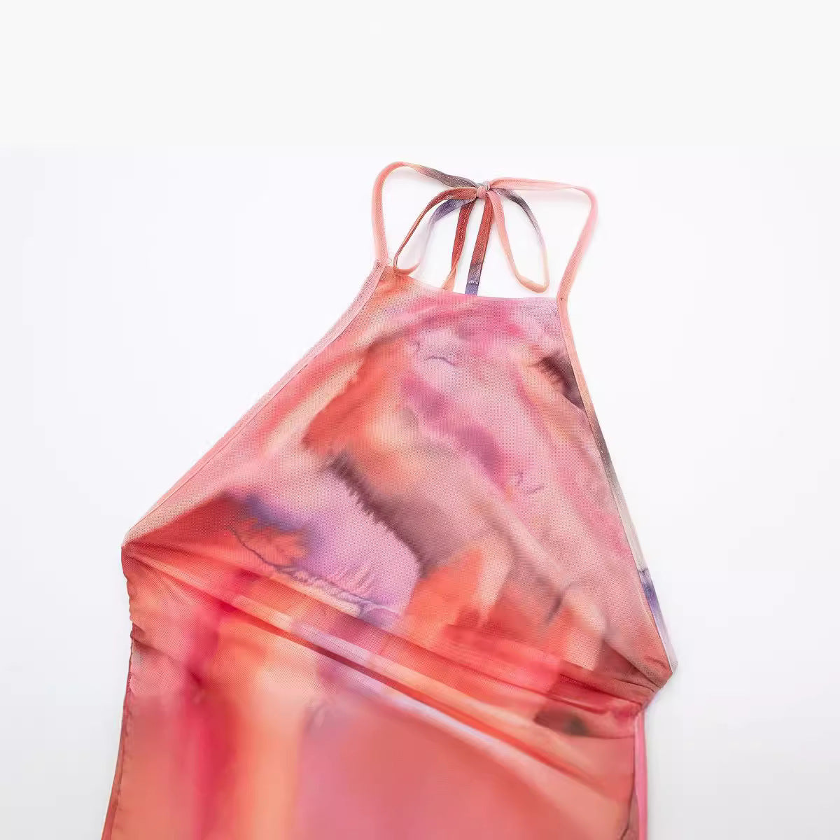 Yipinpay New Printed Silk Mesh Pleated Midi Dress 7752419