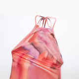 Yipinpay New Printed Silk Mesh Pleated Midi Dress 7752419