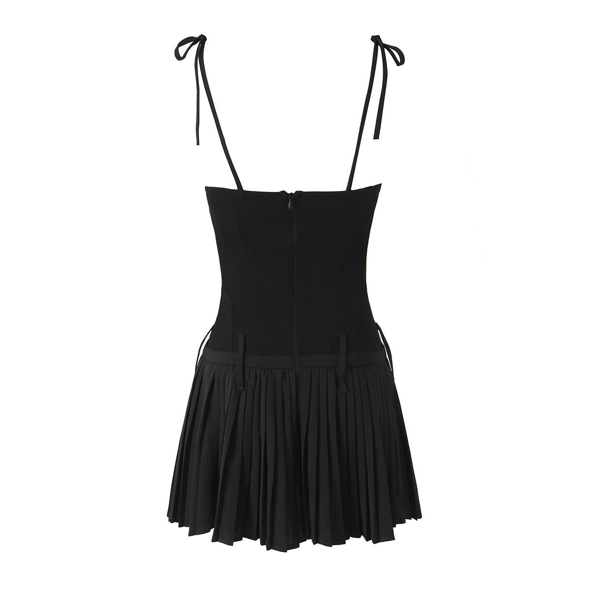 Yipinpay New Pleated Hem Slim Mini Suspender Dress