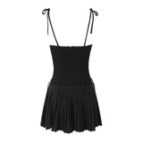Yipinpay New Pleated Hem Slim Mini Suspender Dress