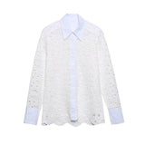Yipinpay Suits Of New Embroidered Hollowed-Out Shirt And Skirt In Summer