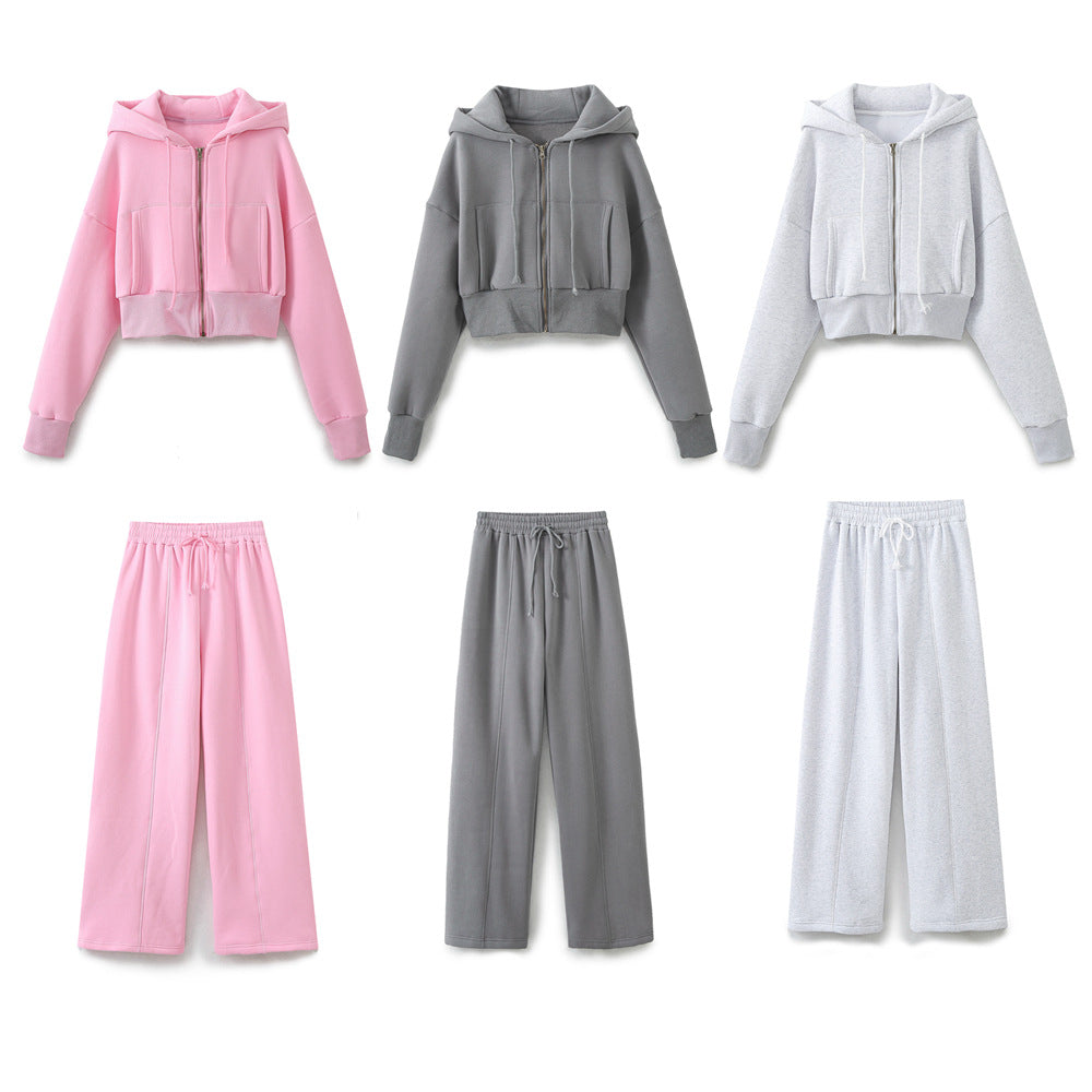 Yipinpay New Hooded Short Sweater 8417304 Loose Flannelette Jogging Trousers 8417303 Suit