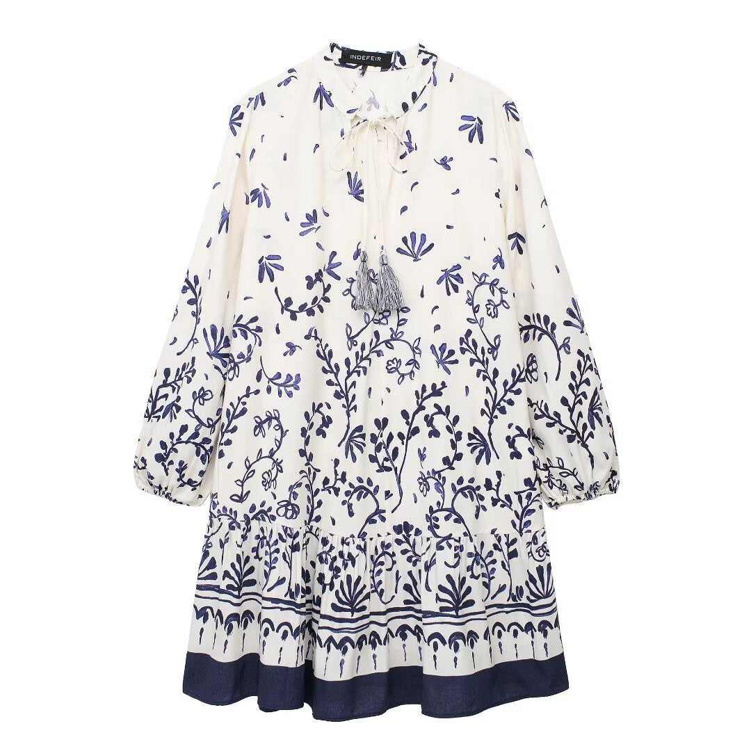 Yipinpay Spring / Summer New European Station Print Mini Dress Ladies Skirt 9878101
