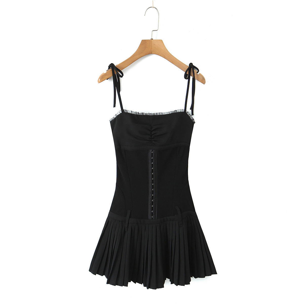 Yipinpay New Pleated Hem Slim Mini Suspender Dress