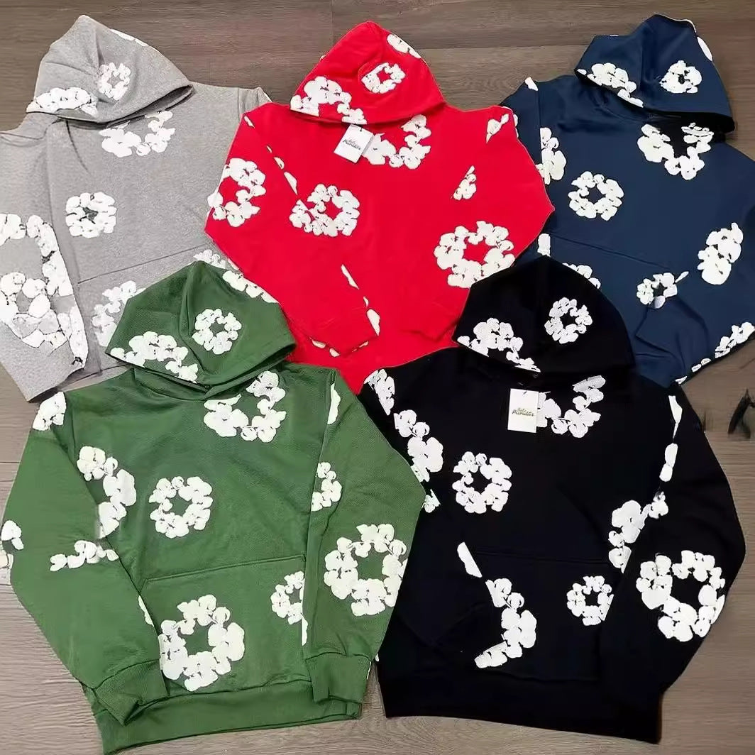 Yipinpay Tide Brand Foam Print Loose Sweater Y2K Hip Hop Street Suit For Men And Women