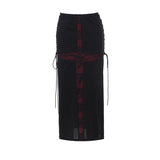 Yipinpay Summer 2024 New Hip Skirt Dark Wind Sexy Cross Splicing Basic Tie-Up Half-Skirt Woman