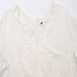 Yipinpay Spring Style Hollowed-Out Embroidered V-Collar Fashion Dress 2922274