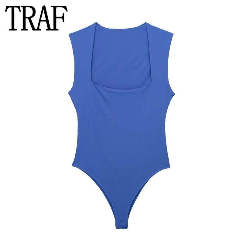 Yipinpay 2023 Black Body Woman Square Neck Sexy Lingerie For Women Body Sleeveless Bodysuit Women Wide Straps Bodycon Summer Tops