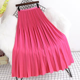 Yipinpay 2023 Spring Autunn Pleated Skirt Women Casual Fashion Elegant Solid Color High Waist Long Midi Skirts Ladies Chic Saia