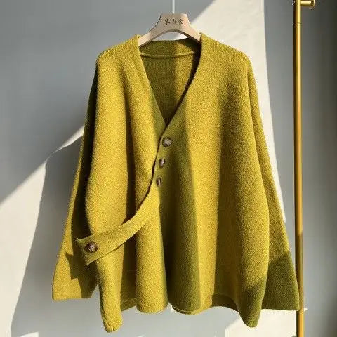 Yipinpay women's jacket design small autumn winter high-quality soft loose long thick knit cardigan long sleeve sweater cardigan
