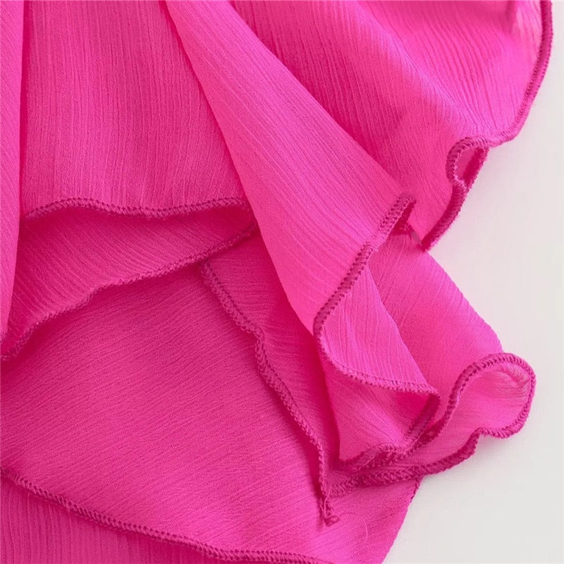 Yipinpay 2023 Chiffon Ruffle Dress Woman Short Sleeve Long Dresses Women Summer Midi Party Dresses Backless Elegant Evening Dress