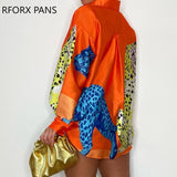 Yipinpay Women Chic Fashion Leopard Pattern Turn Down Collar Long Sleeves Button Casual Blouses Tops