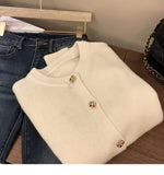 Yipinpay O-Neck Sweater French Elegant Single Breasted Women's Spring Autumn Winter New Fashion All-match Long Sleeve Top Coat