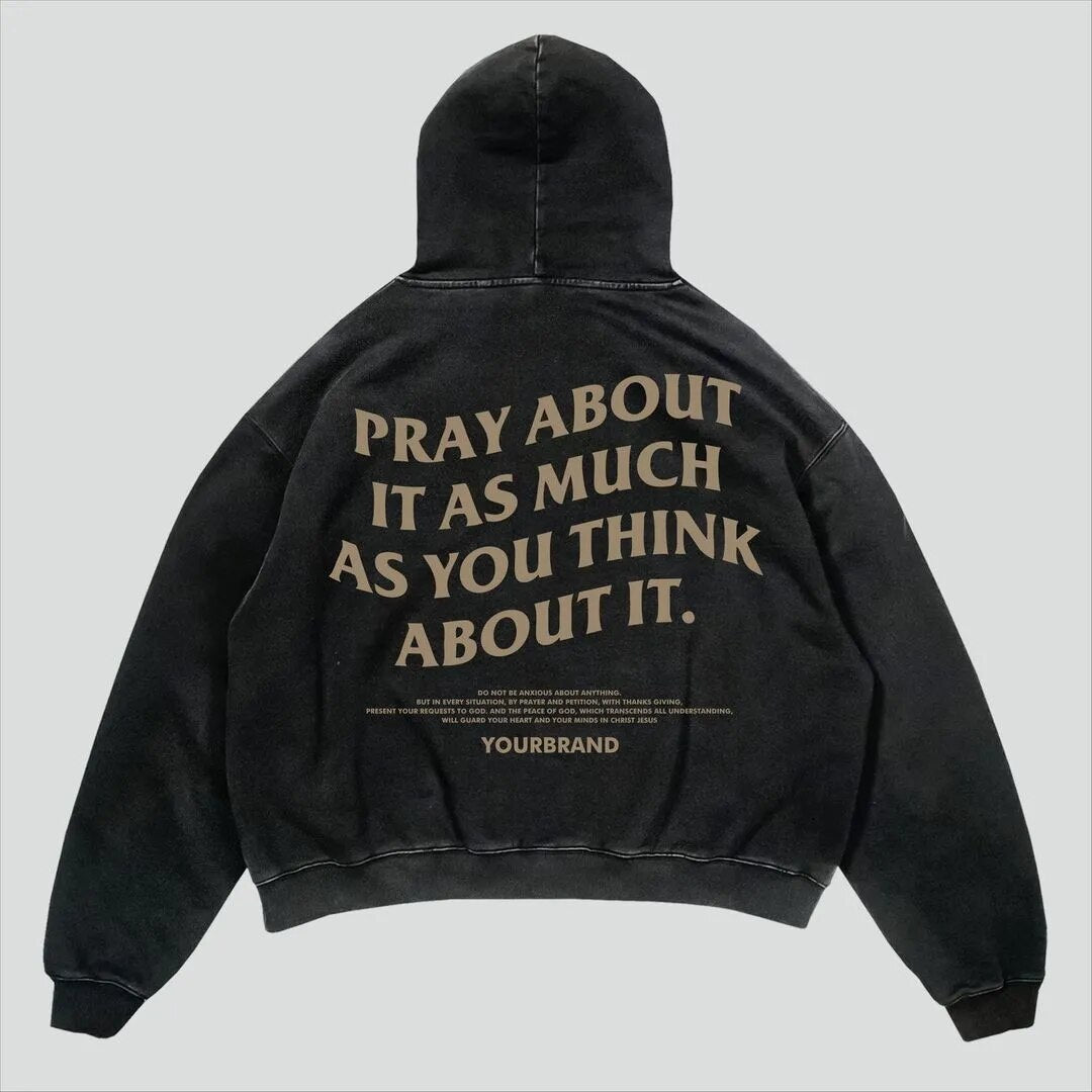 Yipinpay Men Top Y2K New Casual Loose Hoodies Street Harajuku Hip Hop Letter Print Pullover Unisex Punk Retro Hoodie Coat Men