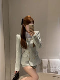 Yipinpay Hot Girl Suit for Women's Autumn/Winter Square Collar Woolen Jacket High Waisted Mini Skirt Two-piece Set Female Clothes