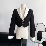 Yipinpay Winter Elegant Blazer Skirt Set Outfits Black Fashion 2 Piece Set Office Lady Y2k Crop Tops Slim Mini Skirt Woman Korean