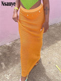 yipinpay 2023 Fashion Knitted Y2K Aesthetic Boho Beach Party High Waist Long Dress Sexy Women Hollow Out Maxi Skirt Vintage Summer