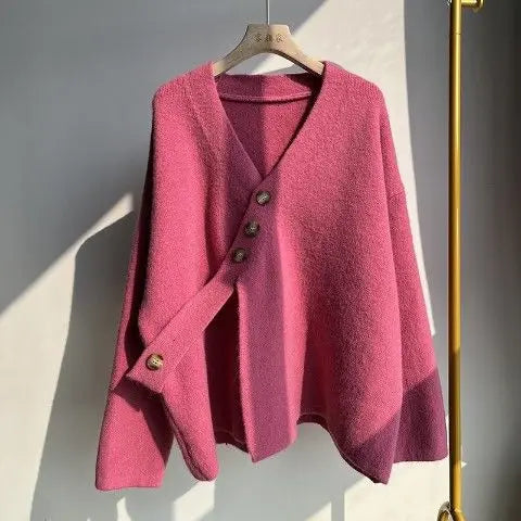 Yipinpay women's jacket design small autumn winter high-quality soft loose long thick knit cardigan long sleeve sweater cardigan