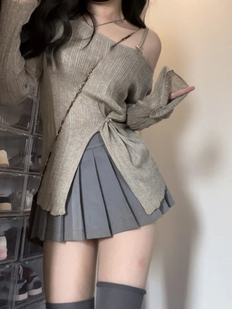 Yipinpay Elegant Skirt 2 Piece Set Office Lady Casual Long Sleeve Blouse + Women Party Slim Mini Skirt Korean Fashion 2024 Autumn