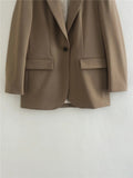 Yipinpay 2023 Brown Long Blazer Women Oversize Blazer Woman Long Sleeve Women's Spring Jacket Office Casual Elegant Womens Jackets