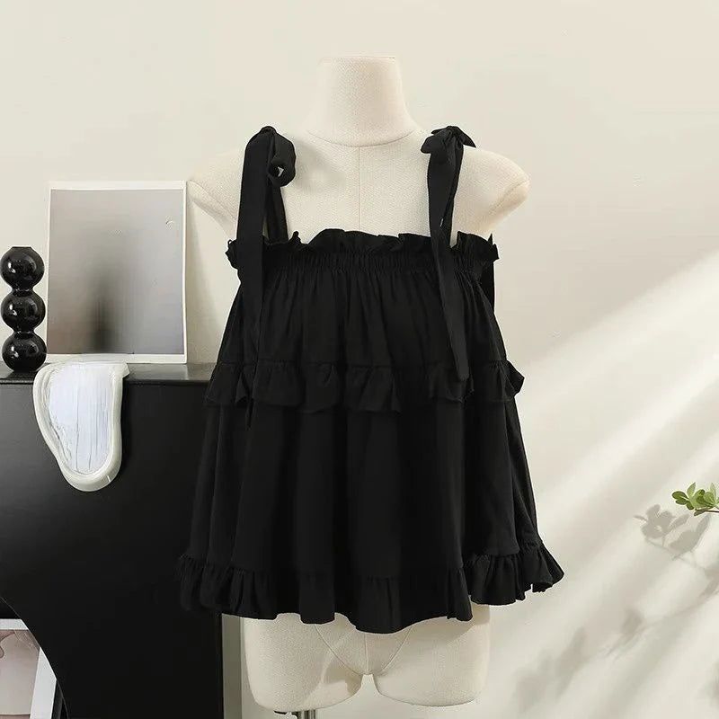 Yipinpay Summer Kawail Sleeveless Shirt Women Evening Party Slim Sweet Blouse Office Lady Causal Outwaer Elegant Top Korean Fashion