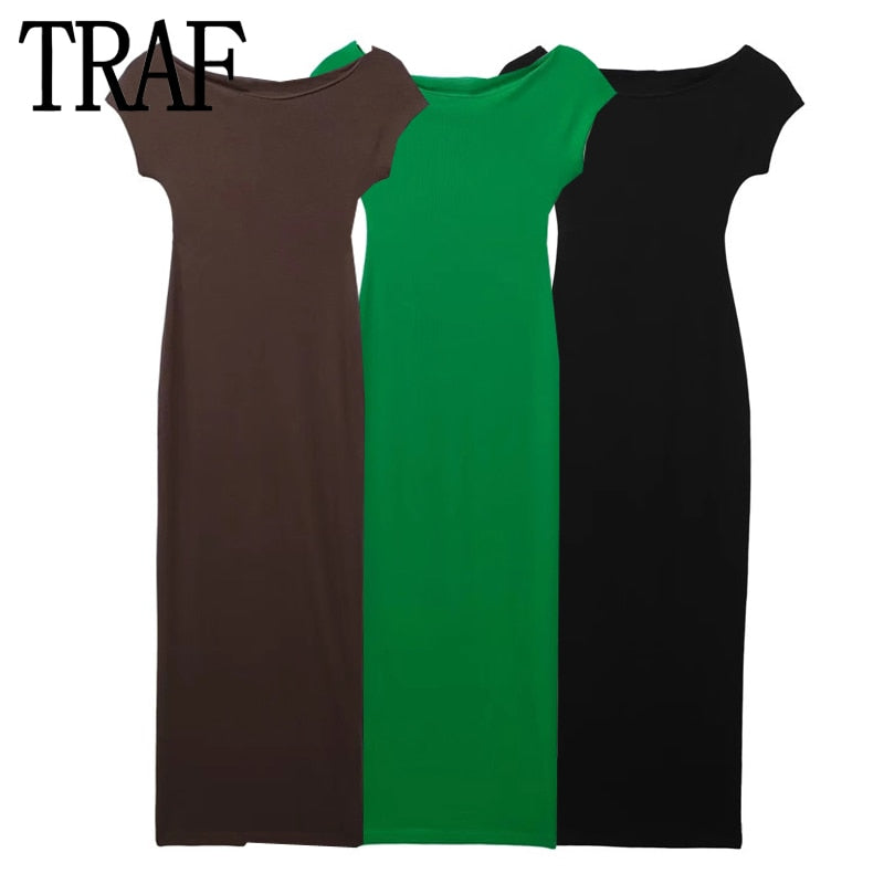 Yipinpay 2023 Black Long Dress Women Summer Bodycon Dress Women Short Sleeve Elegant Party Dresses Midi Evening Dresses For Prom