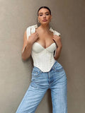 Yipinpay 2023 New Bowknot Fishbone Sling Spice Girl Tank Top Short Open Umbilical Clothes Women's Summer Butterfly Top