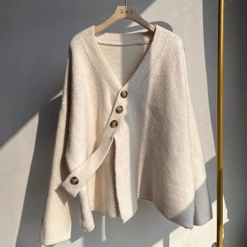 Yipinpay women's jacket design small autumn winter high-quality soft loose long thick knit cardigan long sleeve sweater cardigan