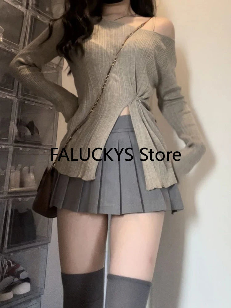Yipinpay Elegant Skirt 2 Piece Set Office Lady Casual Long Sleeve Blouse + Women Party Slim Mini Skirt Korean Fashion 2024 Autumn