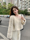 Yipinpay Sweater Clothing Slim Pure Color Long Sleeve Pullover Woman Casual Y2k Crop Tops Korean Fashion Office Lady 2023 Winter