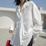 Yipinpay Design White Blouse Women Korean Loose Long Sleeve Shirt Spring Autumn Fashion Button Up Tops Female S-2XL