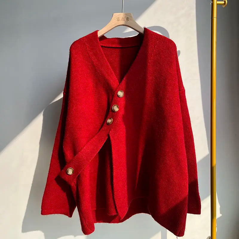 Yipinpay women's jacket design small autumn winter high-quality soft loose long thick knit cardigan long sleeve sweater cardigan