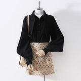 Yipinpay Autumn Women Blouses Rabbit Ears Collar Shirt Long-sleeve Korean Retro Loose Lantern Sleeve Top Blusas Mujer De Moda 2023