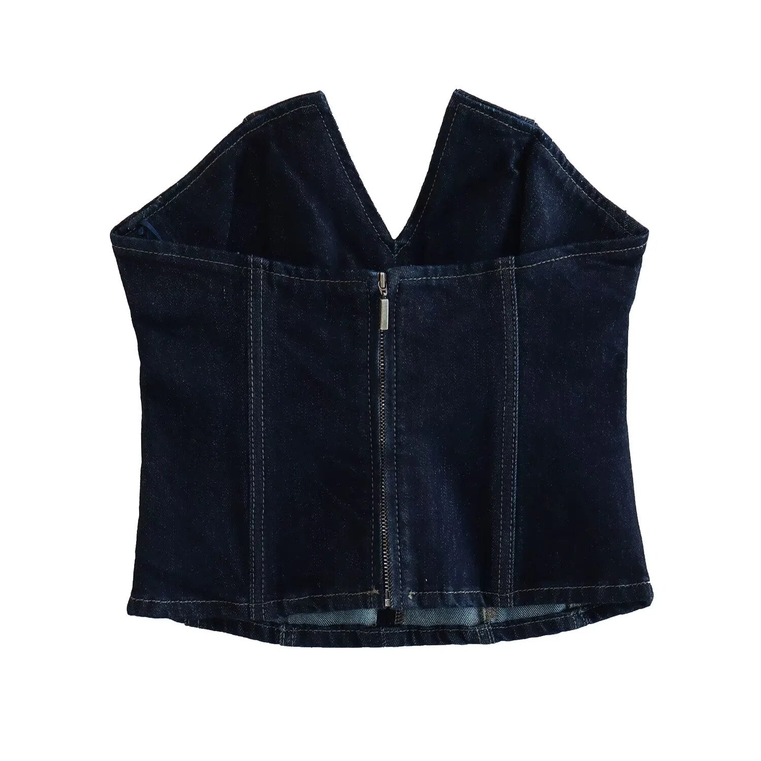 Yipinpay 2023 Denim Corset Top Female Summer Off Shoulder Tops For Women Blue Sleeveless Backless Bustier Top Woman Slit Sexy Tops
