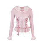 Yipinpay Japanese Kawaii 2 Piece Skirt Set Women Sweet Bow Knitted Tops Cute Mini Cake Skirt Korean Fashion Spring Autumn Skirt Suit