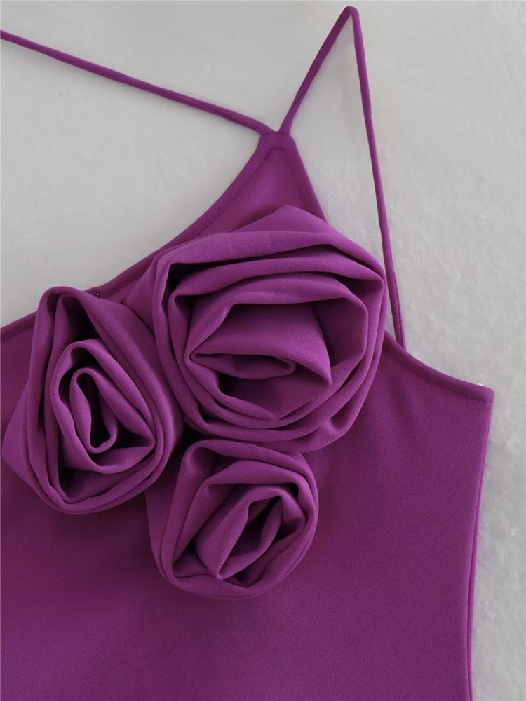 Yipinpay 2023 Purple Flower Long Dress Women Asymmetric Backless Slip Dress Woman Off Shoulder Sexy Elegant Party Dresses For Women