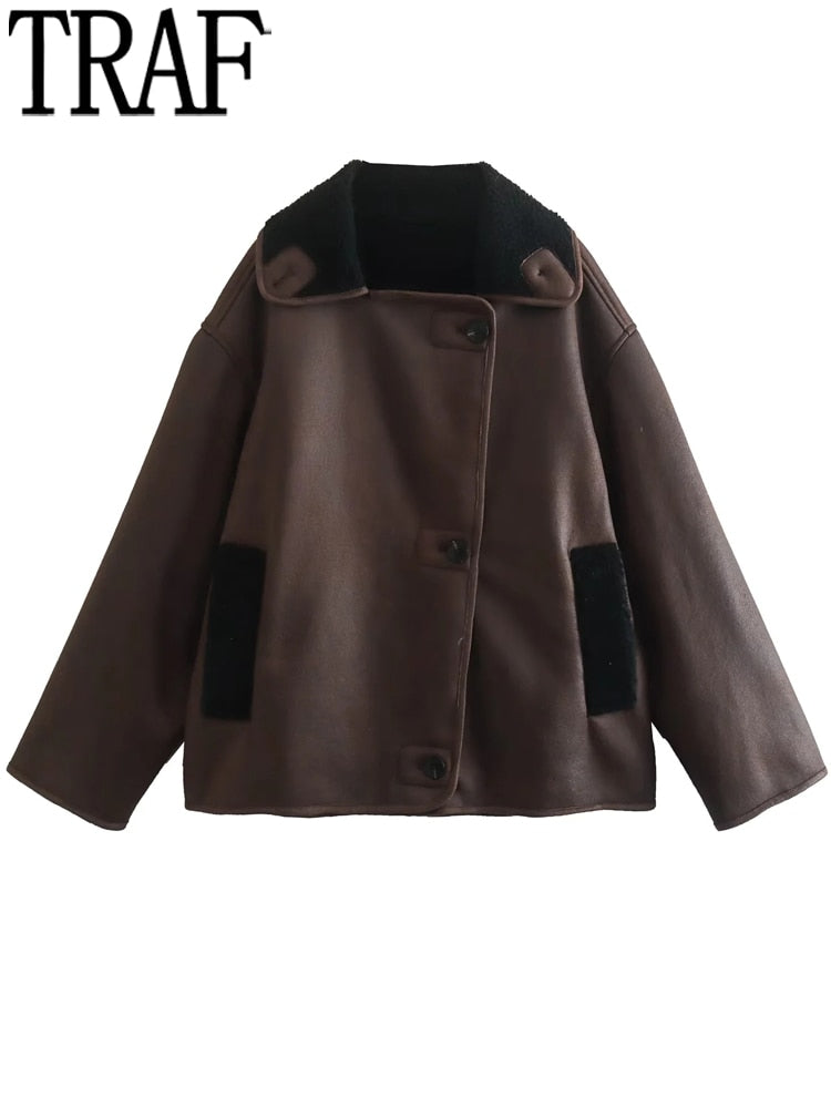 Yipinpay Brown Fleece Jacket Women Long Sleeve Winter Woman Coat 2023 Very Warm Heavy Jackets Streetwear Women's Autumn Jacket