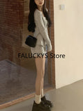 Yipinpay Autumn Elegant Skirt 2 Piece Set Office Lady Casual Long Sleeve Blouse + Women Party Slim Mini Skirt Korean Fashion Chic