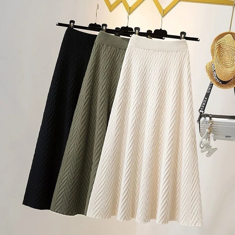 Yipinpay half length skirt for women spring mid length 2024 high waisted A-line skirt showing thin umbrella skirt female tops