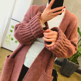 Yipinpay Cardigan Female 2024 Korean Spring and Autumn New Sweater Coat Women Loose Medium Length Versatile Knitted Cardigan