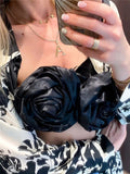 Yipinpay Black Floral Crop Top Women White Sexy Tank Top Woman 2023 Off Shoulder Summer Tops Y2k Streetwear Party Corset Top Female