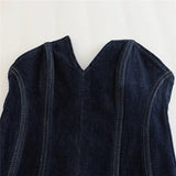 Yipinpay 2023 Denim Corset Top Female Summer Off Shoulder Tops For Women Blue Sleeveless Backless Bustier Top Woman Slit Sexy Tops