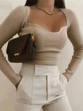Yipinpay Long Sleeve Sweater 2024 Autumn Women Knit Ribbed Top Ladies Casual Knitted Tops Pullover Off-Shoulder Knitwear Black
