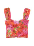 Yipinpay Floral Tulle Corset Top Women Mesh Crop Top Woman Off Shoulder Bustier Sexy Tops Y2k Backless Tank Tops For Women 2023