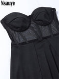 yipinpay 2023 Fashion Patchwork Women Off Shoulder Black Split Party Long Dress Sexy Backless Elegant Evening Bodycon Maxi Dresses