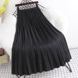 Yipinpay 2023 Spring Autunn Pleated Skirt Women Casual Fashion Elegant Solid Color High Waist Long Midi Skirts Ladies Chic Saia